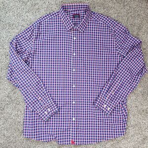 UNTUCKit Mens Blue Check Nylon Blend Stuhlmuller Longsleeve Shirt Size XXL‎